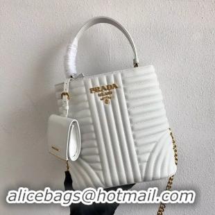 Discounts Prada Double Saffiano Original Calfskin Leather Bag 1BA212 White