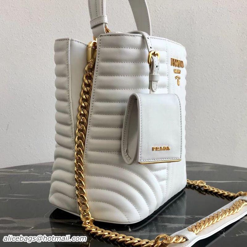 Discounts Prada Double Saffiano Original Calfskin Leather Bag 1BA212 White