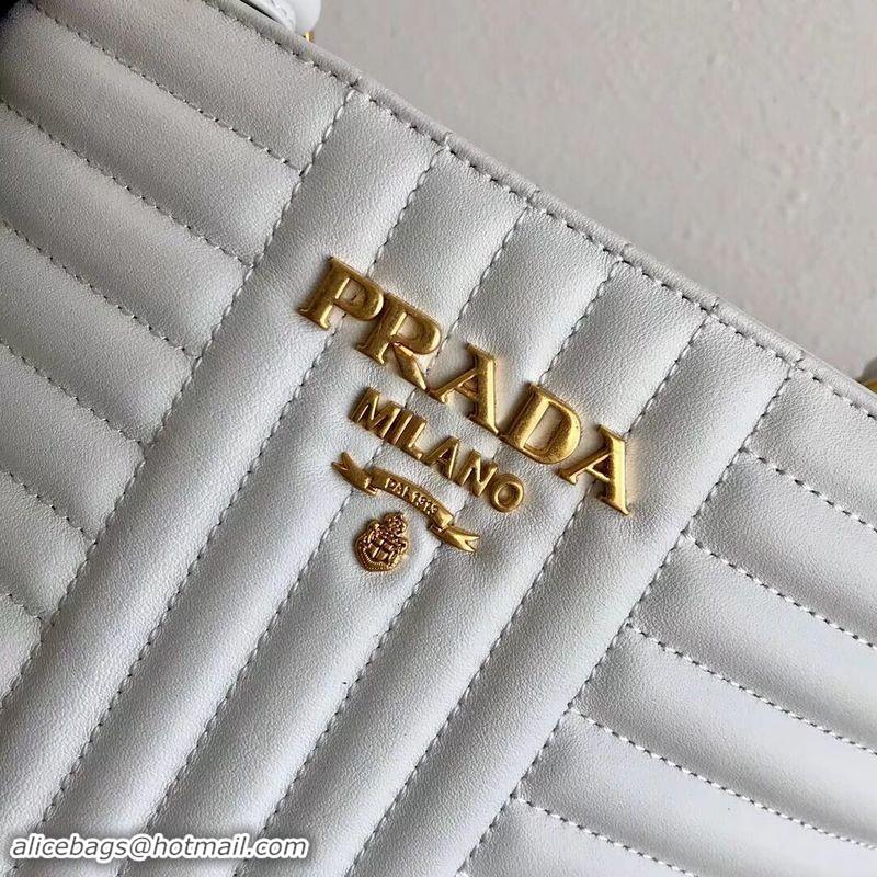 Discounts Prada Double Saffiano Original Calfskin Leather Bag 1BA212 White