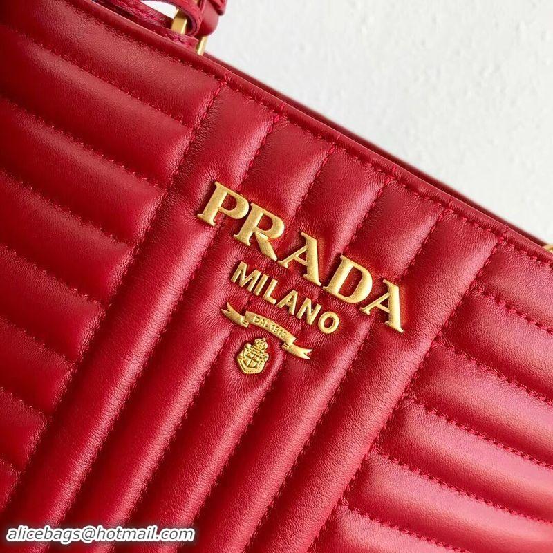 Original Cheap Prada Double Saffiano Original Calfskin Leather Bag 1BA212 Red