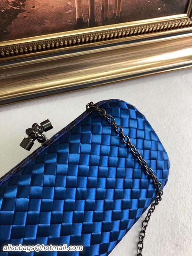 Discounts BOTTEGA VENETA Knot snakeskin-trimmed satin clutch 62548 blue