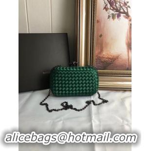 Low Cost BOTTEGA VENETA Knot snakeskin-trimmed satin clutch 62548 green