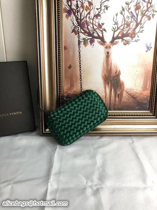 Low Cost BOTTEGA VENETA Knot snakeskin-trimmed satin clutch 62548 green