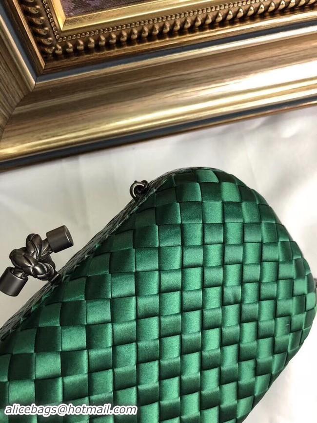 Low Cost BOTTEGA VENETA Knot snakeskin-trimmed satin clutch 62548 green