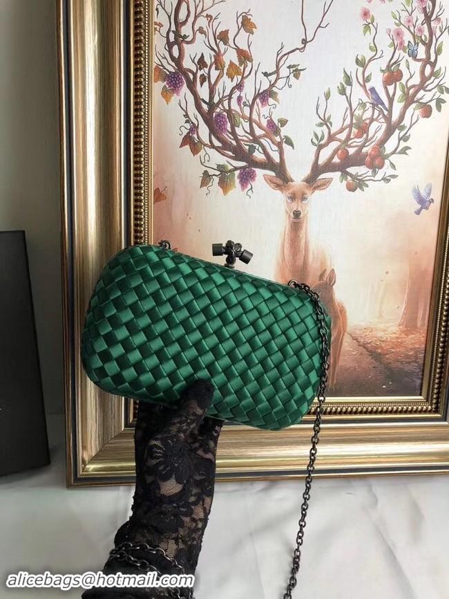 Low Cost BOTTEGA VENETA Knot snakeskin-trimmed satin clutch 62548 green