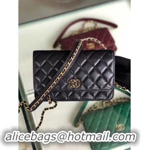 Super Quality Chanel Original Leather Chain Wallet AP0724 black