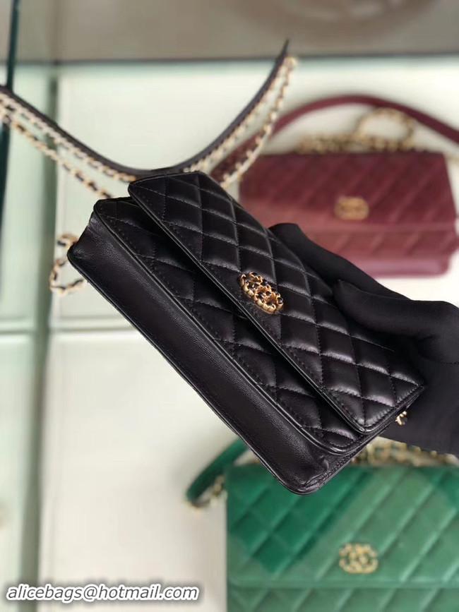 Super Quality Chanel Original Leather Chain Wallet AP0724 black