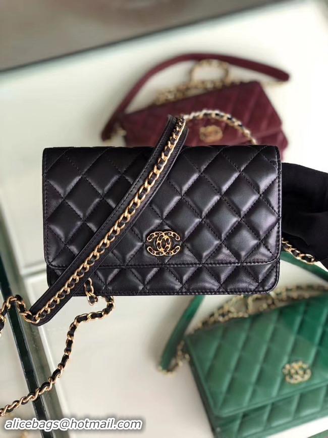 Super Quality Chanel Original Leather Chain Wallet AP0724 black