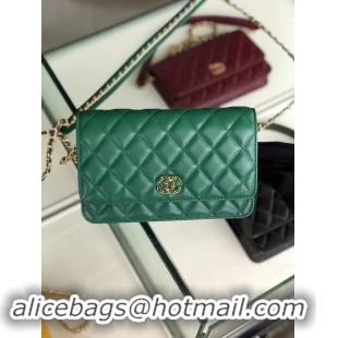 Hot Sale Chanel Original Leather Chain Wallet AP0724 green