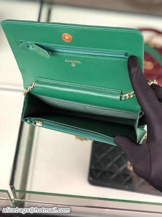 Hot Sale Chanel Original Leather Chain Wallet AP0724 green