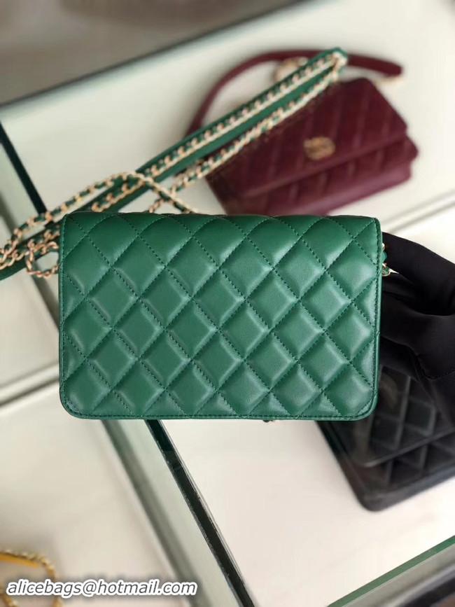 Hot Sale Chanel Original Leather Chain Wallet AP0724 green