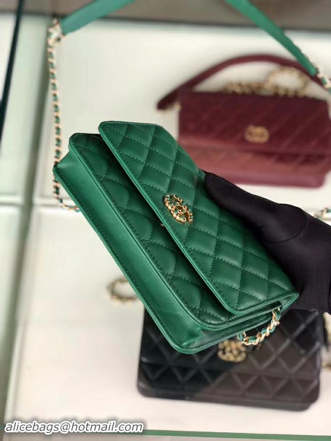 Hot Sale Chanel Original Leather Chain Wallet AP0724 green