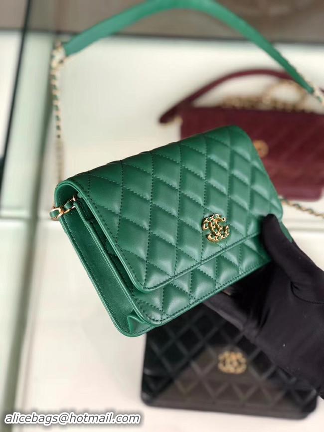 Hot Sale Chanel Original Leather Chain Wallet AP0724 green