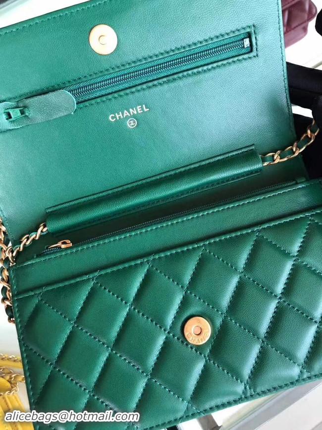 Hot Sale Chanel Original Leather Chain Wallet AP0724 green