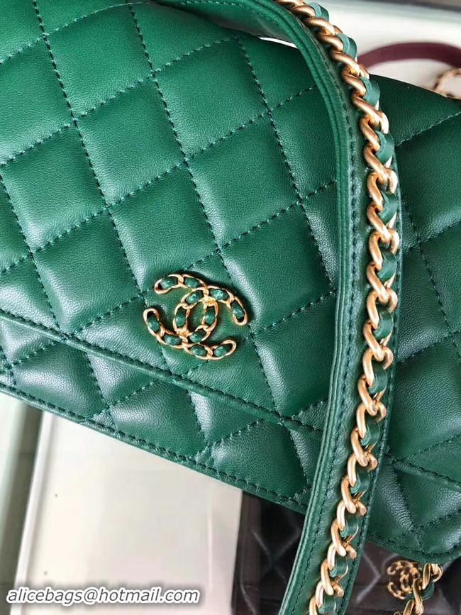 Hot Sale Chanel Original Leather Chain Wallet AP0724 green