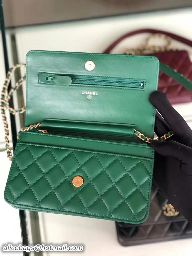 Hot Sale Chanel Original Leather Chain Wallet AP0724 green