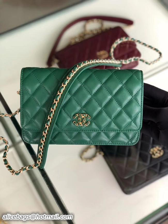 Hot Sale Chanel Original Leather Chain Wallet AP0724 green