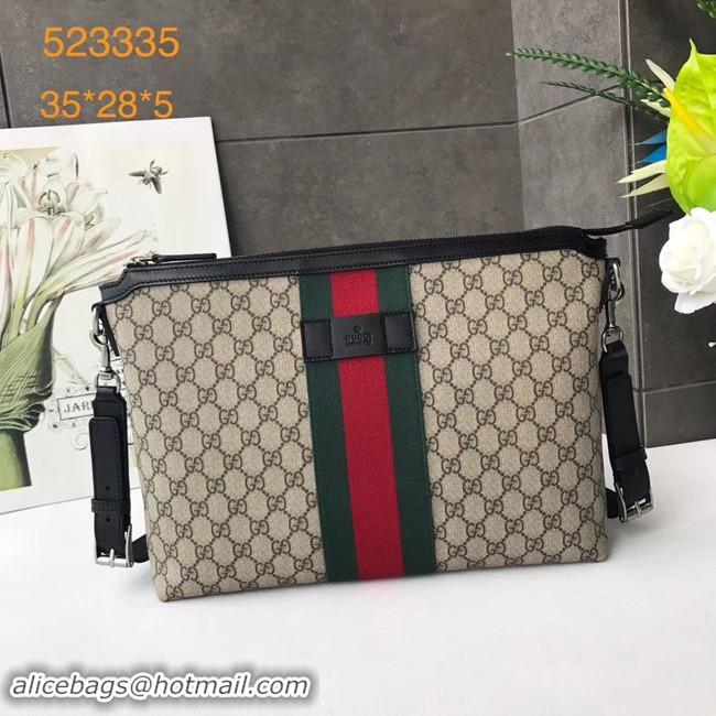 Buy Cheap Gucci GG Supreme canvas shoulder bag 523335 apricot