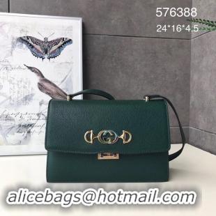 Low Cost Gucci GG Leather Shoulder Bag A576388 green