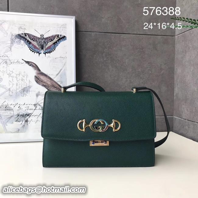 Low Cost Gucci GG Leather Shoulder Bag A576388 green