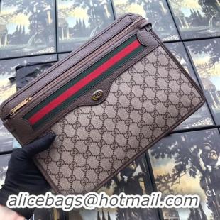 Shop Popular Gucci GG Supreme canvas pouch 597619 brown