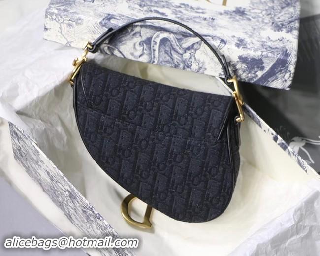 Good Quality Dior SADDLE DENIM CANVAS BAG M928 denim black