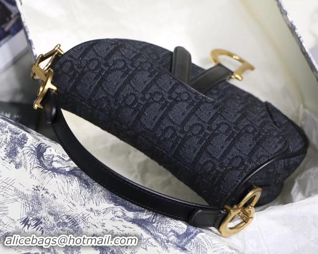 Good Quality Dior SADDLE DENIM CANVAS BAG M928 denim black