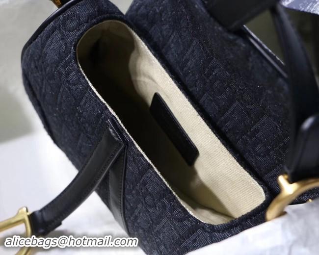 Good Quality Dior SADDLE DENIM CANVAS BAG M928 denim black