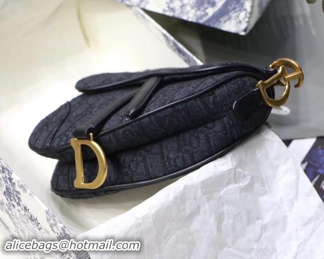 Good Quality Dior SADDLE DENIM CANVAS BAG M928 denim black