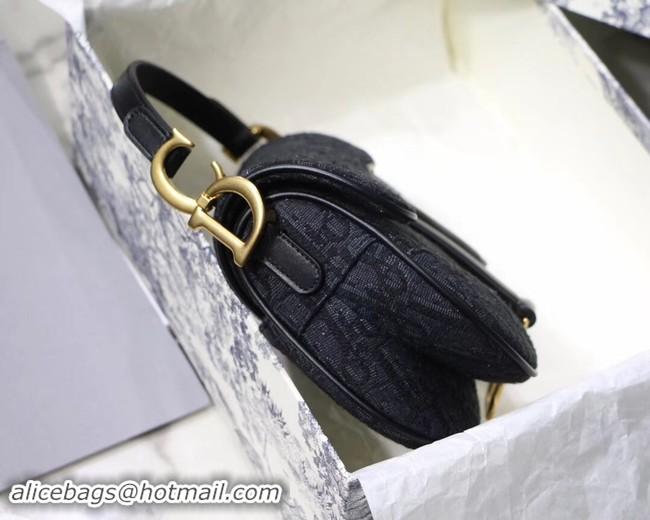 Good Quality Dior SADDLE DENIM CANVAS BAG M928 denim black