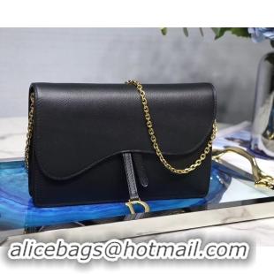 Good Looking Dior SADDLE DIOR OBLIQUE Chain Clutch bag S5614 black