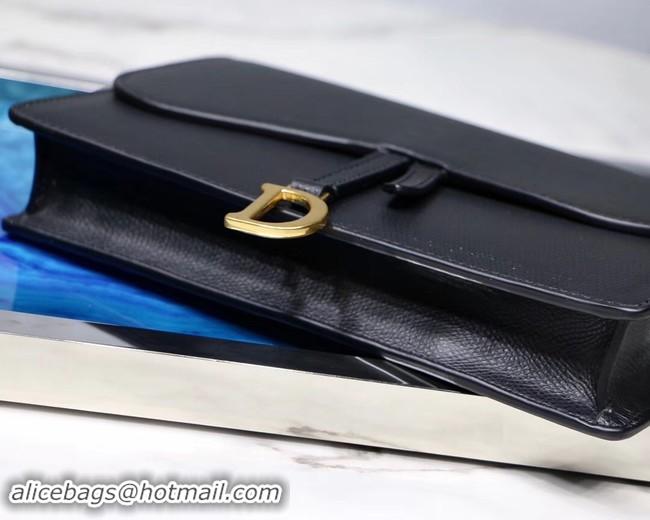 Good Looking Dior SADDLE DIOR OBLIQUE Chain Clutch bag S5614 black