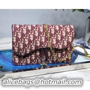 Feminine Dior SADDLE DIOR OBLIQUE Chain Clutch bag S5614 burgundy