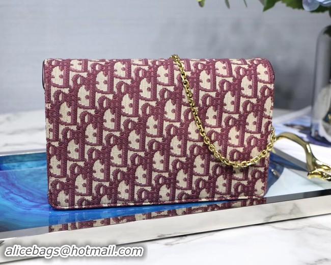 Feminine Dior SADDLE DIOR OBLIQUE Chain Clutch bag S5614 burgundy