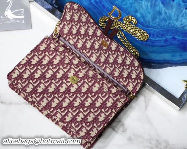 Feminine Dior SADDLE DIOR OBLIQUE Chain Clutch bag S5614 burgundy