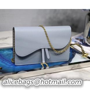 Discount Dior SADDLE DIOR OBLIQUE Chain Clutch bag S5614 light blue