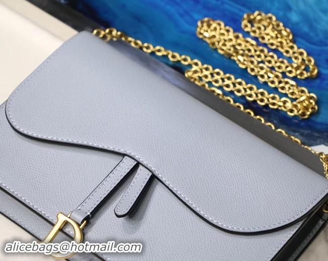 Discount Dior SADDLE DIOR OBLIQUE Chain Clutch bag S5614 light blue