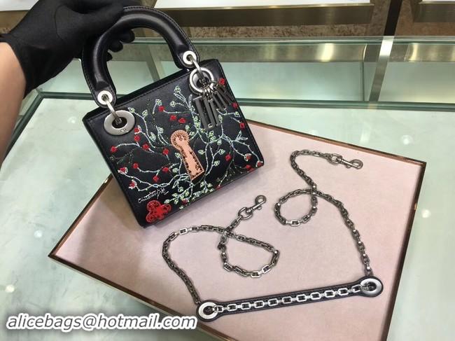 Charming LADY DIOR embroidered cattle leather M05055