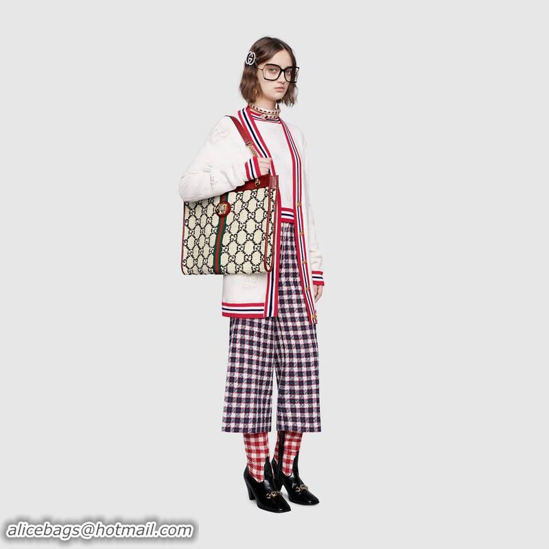 Trendy Design Gucci Rajah GG tweed large shopping bag 537219 white