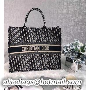 Top Design DIOR BOOK TOTE BAG IN EMBROIDERED DIOR OBLIQUE CANVAS M1286 DARK BLUE Customize Words