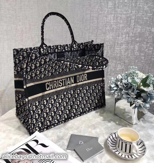 Top Design DIOR BOOK TOTE BAG IN EMBROIDERED DIOR OBLIQUE CANVAS M1286 DARK BLUE Customize Words