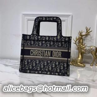 Crafted DIOR TOTE BAG IN EMBROIDERED CANVAS C0195 Black