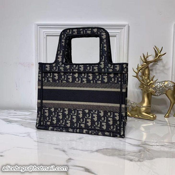 Crafted DIOR TOTE BAG IN EMBROIDERED CANVAS C0195 Black