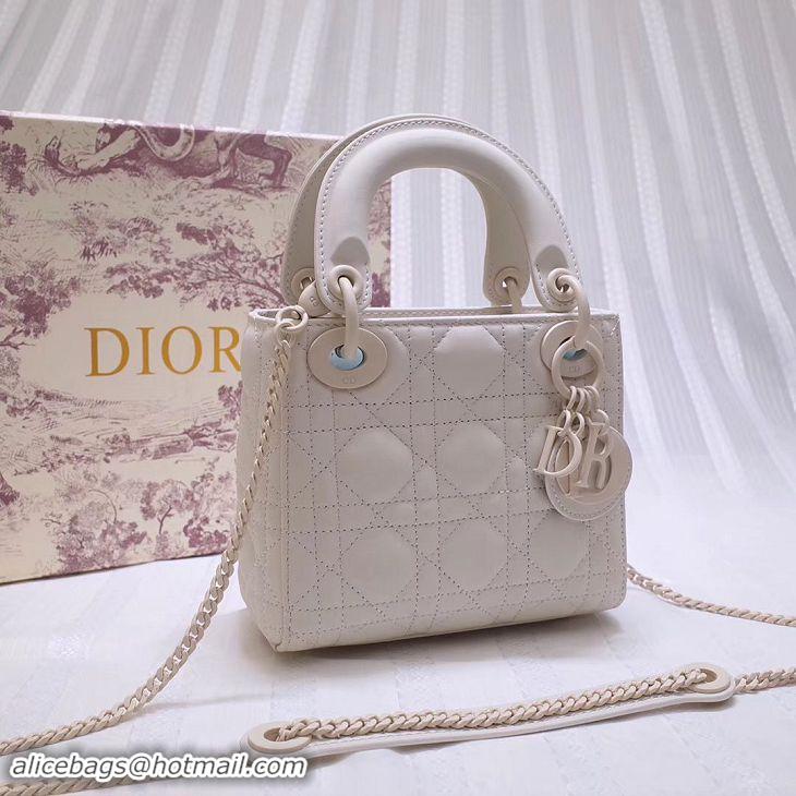 Good Quality Dior MINI LADY DIOR CALFSKIN BAG M0505 White