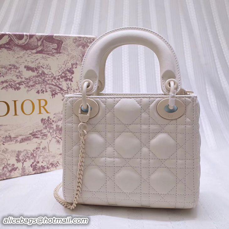 Good Quality Dior MINI LADY DIOR CALFSKIN BAG M0505 White