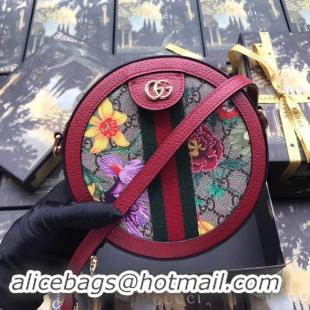 Traditional Discount Gucci Ophidia series GG flower round Mini Shoulder Bag 550618 red