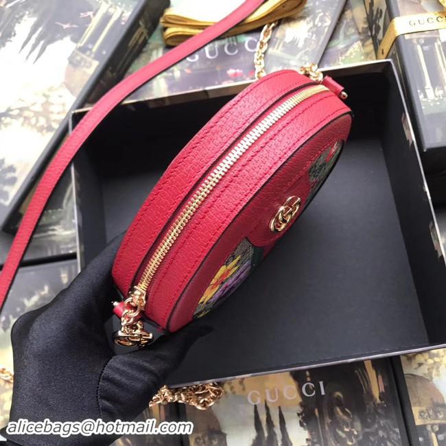 Traditional Discount Gucci Ophidia series GG flower round Mini Shoulder Bag 550618 red