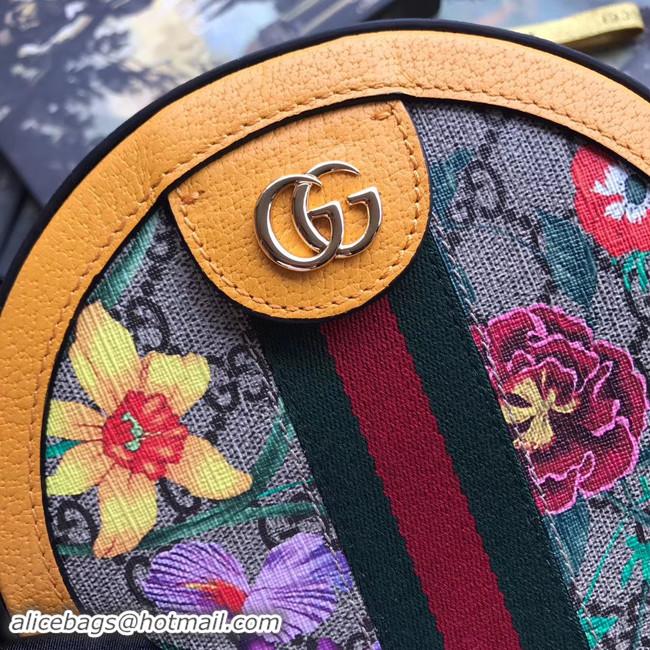 Shop Cheap Gucci Ophidia series GG flower round Mini Shoulder Bag 550618 yellow