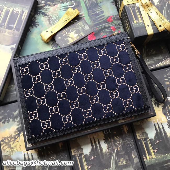 Good Looking Gucci GG velvet Clutch bag 575371 Blue