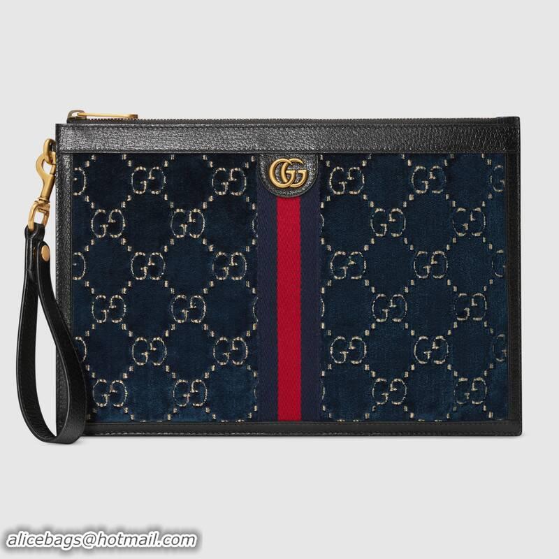 Good Looking Gucci GG velvet Clutch bag 575371 Blue